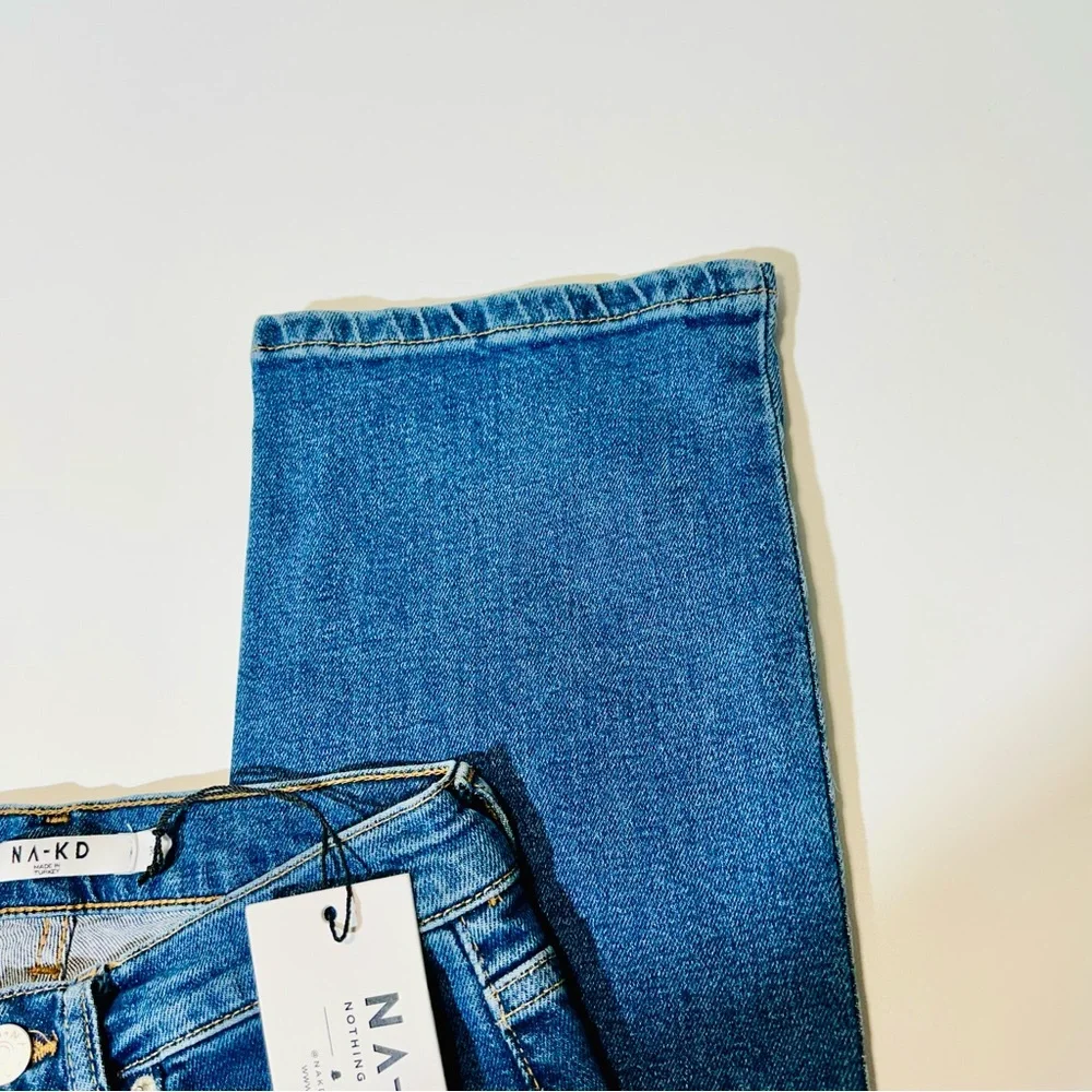 NAKD jeans Straight High Waist jeans button fly stretchy New women size 25